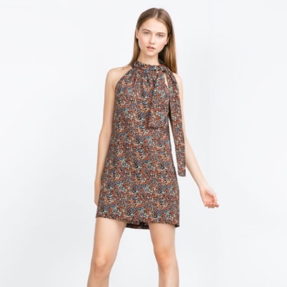Zara Trafaluc Floral Mini Dress M 60s 70s Mod Go Go Girl Halloween Costume